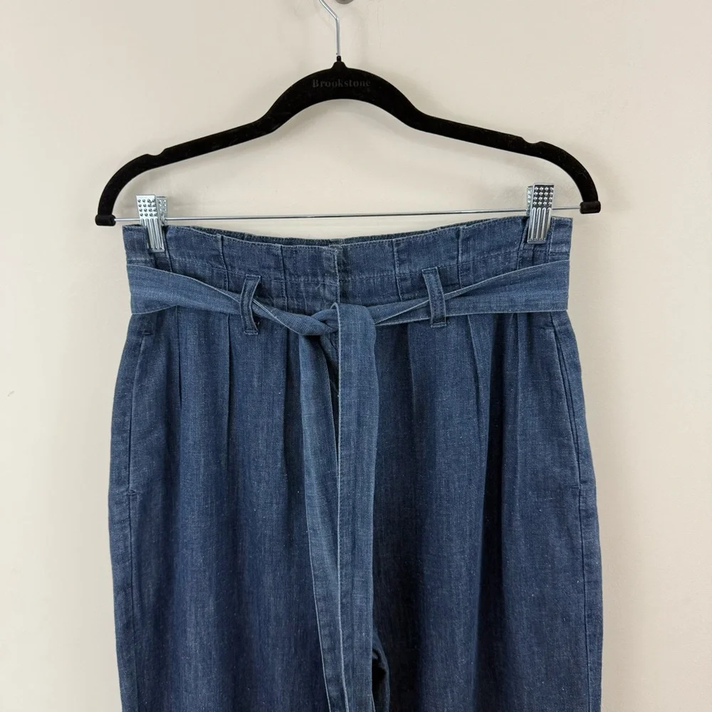 J. Crew Chambray Paper Bag Waist Ankle Pants Size 4 NEW - Picture 4 of 13